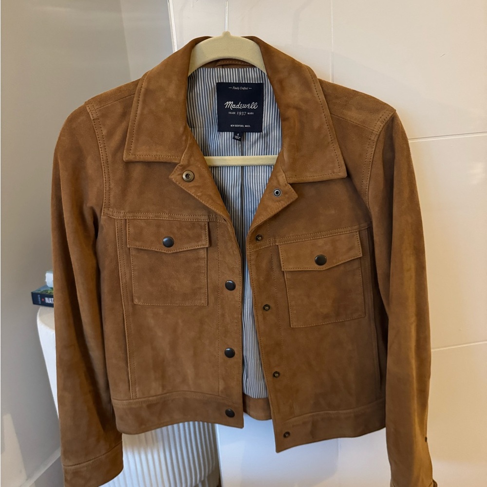 Madewell Suede Utility Jacket in Tan Brown